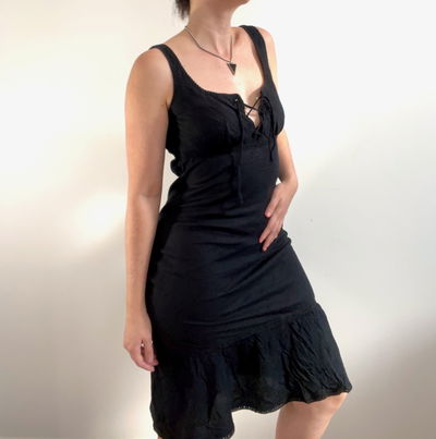 Vestido Midi Lino Escote Cuadrado (M)