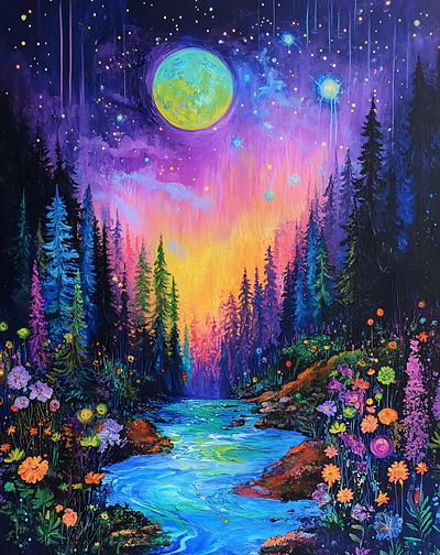 Noche en el Bosque 50x63 (diamantes cuadrados , calidad estándar)