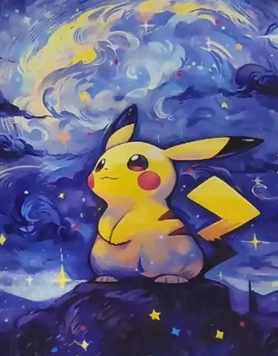 Pikachu noche estrellada 30x40