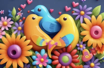 Pajaritos 40x55 (Diamantes cuadrados)