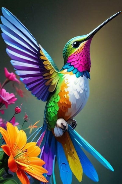 Colibrí 40x60 (Diamantes cuadrados)