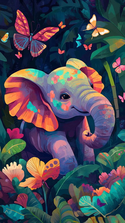 Elefante 40x70 (Diamantes cuadrados , 3AB )