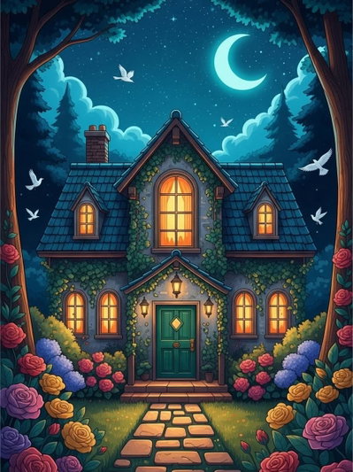 Noche de hogar 40x60 (Diamantes cuadrados, 3AB)