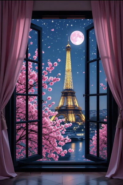 "Sueño de una noche en Paris" 50x70 KIT PREMIUM (diamantes cuadrados de resina)