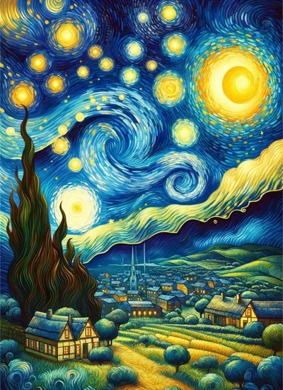 Noche estrellada 45x60 (Diamantes cuadrados, 3AB)