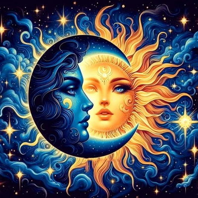 Luna y Sol 40x40 (diamantes cuadrados )