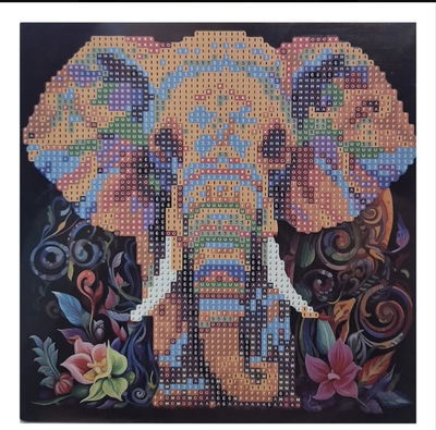 Cuadro de  madera con atril 20x20 Elefante