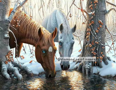Caballos en la nieve 40x50