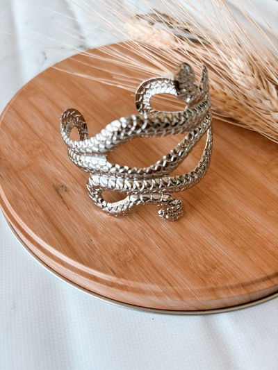 Brazalete plateado serpiente