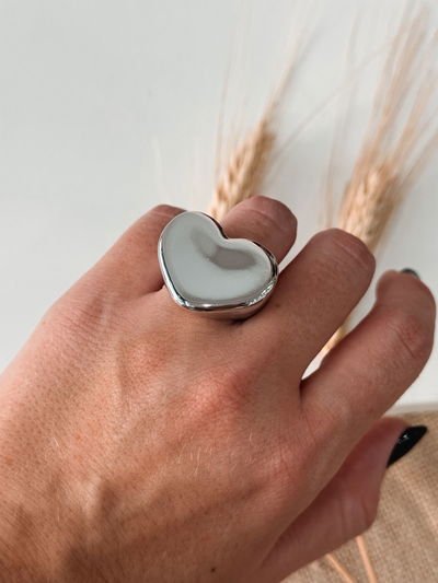 Anillo Chunky Ruby plateado