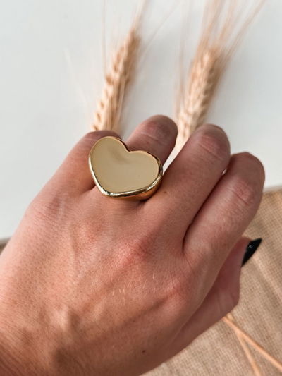 Anillo Chunky Ruby dorado