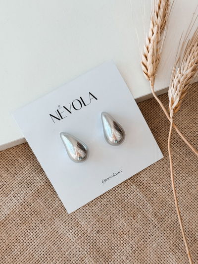 Aros drops plateado brilloso