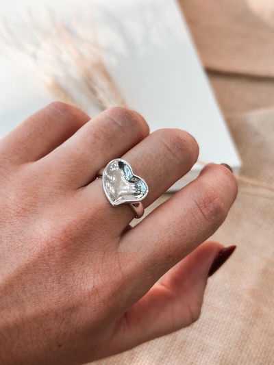 Anillo corazón plateado talle 9