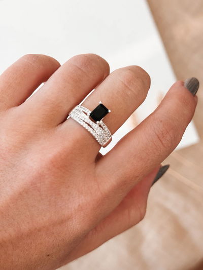 Anillo Piedra plateado