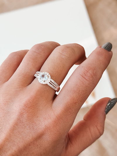 Anillo Gema plateado T8