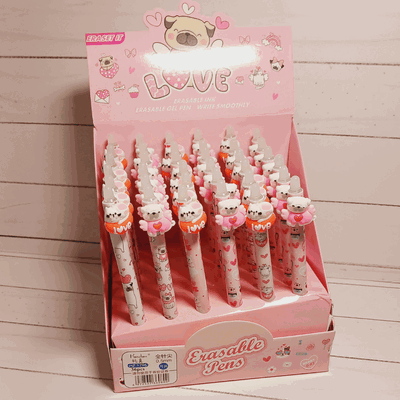 Lapicera Borrable perrito y gatito Love