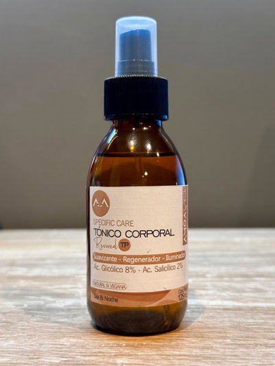 TÓNICO CORPORAL AHA & BHA - Ác. Glicólico (8%), Ác. Salicílico (2%) & Pantenol (2%)