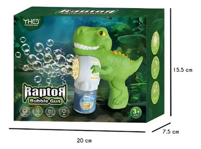  PISTOLA DE BURBUJAS RAPTOR – DINO BUBBLE GUN 