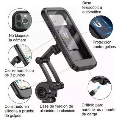 SOPORTE DE CELULAR FUNDA RIGIDA PARA MOTO/BICI 