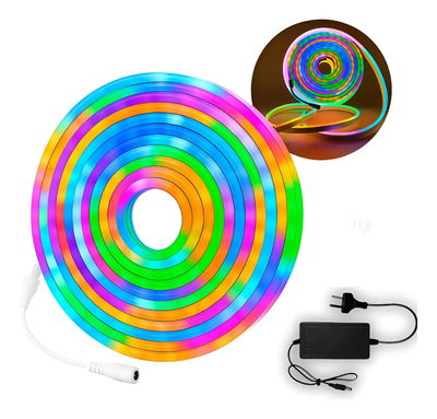 TIRA LUZ NEÓN MULTICOLOR 5MT + FUENTE