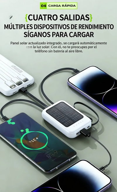 CARGADOR PORTATIL POWER BANK 12.000 MAH CARGA SOLAR