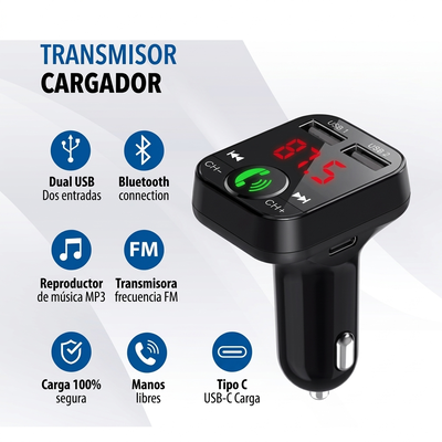 CARGADOR DE AUTO CON REPRODUCTOR MP3