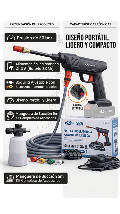 HIDROLAVADORA INALAMBRICA A BATERIA 240W