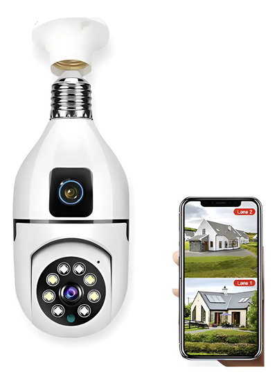 CAMARA SEGURIDAD FOCO DOBLE LENTE INTERIOR