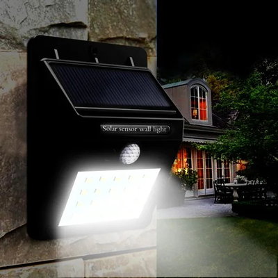LUZ EXTERIOR CON PANEL SOLAR Y SENSOR