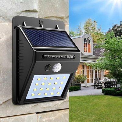LUZ EXTERIOR CON PANEL SOLAR Y SENSOR