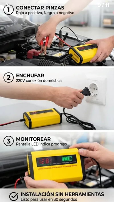 CARGADOR DE BATERIA 12V PARA AUTO-MOTO