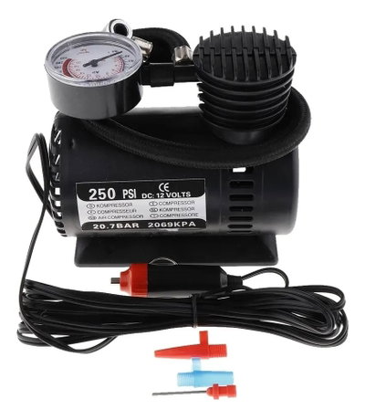 MINI COMPRESOR INFLADOR DE AIRE 12V CON MANOMETRO