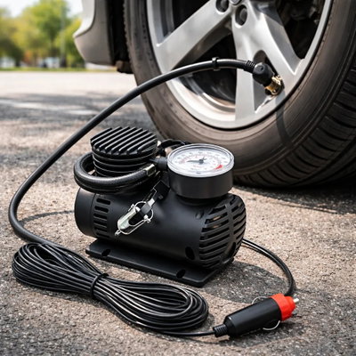 MINI COMPRESOR INFLADOR DE AIRE 12V CON MANOMETRO