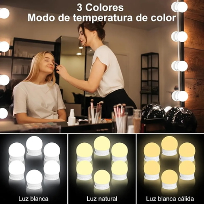 FOCOS DE 10 LUCES LED PARA ESPEJO USB