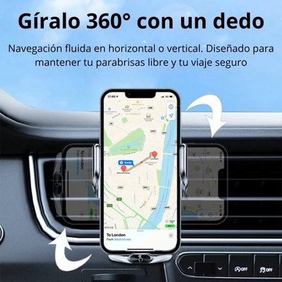 SOPORTE PARA AUTO CON CARGADOR INALAMBRICO MAGNETICO 15W