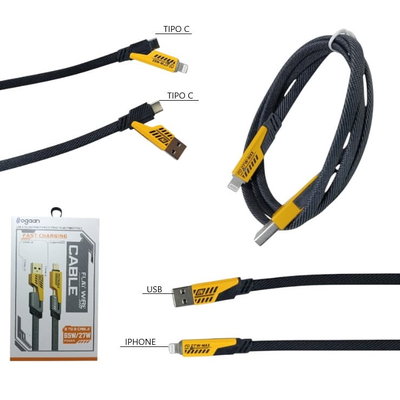 CABLE CARGA RAPIDA 4 EN 1 USB/C/ MICRO USB/LIGHTNING 
