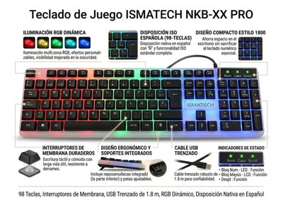 TECLADO GAMER NOGANET RETROILUMINADO LED RGB