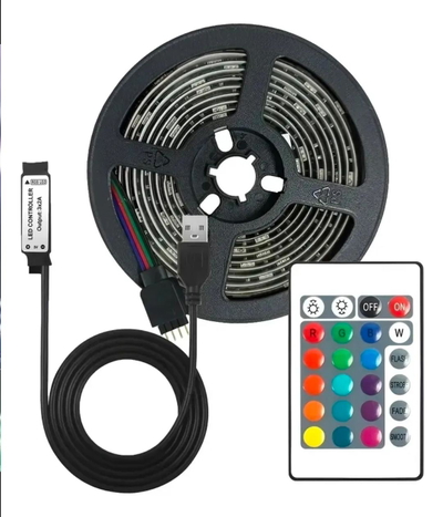 TIRA LED FICHA USB PARA TV 2 METROS CON CONTROL 