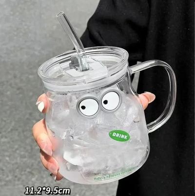 VASO DE VIDRIO CON SORBETE Y MANIJA 210ML