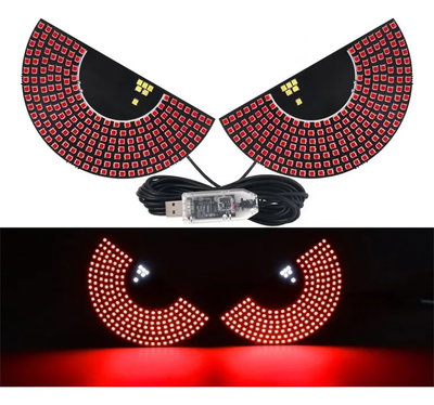 CARTEL LUMINOSO OJOS PARA AUTO LED USB - 11 MODOS DE LUZ