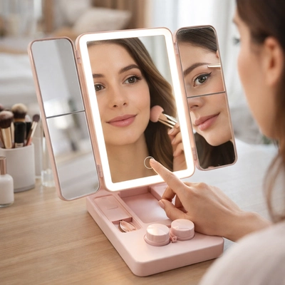 ESPEJO DE MAQUILLAJE LED PLEGABLE
