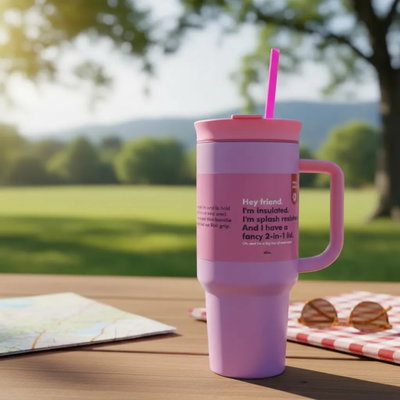 VASO TERMICO 1.2L ACERO INOXIDABLE CON MANIJA Y PAJITA 