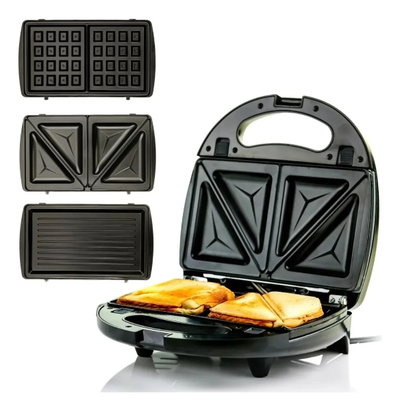 TOSTADORA SANDWICHERA GRILL WAFLERA 3 EN 1 750W
