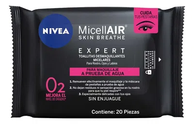 NIVEA Toallitas Desmaquillantes MicellAIR Expert x25 unidades.