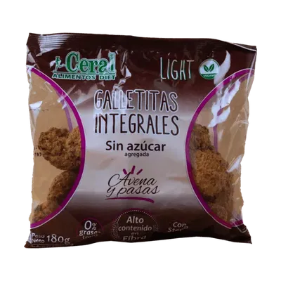 CERAL – GALLETITA INTEGRAL AVENA PASA CON STEVIA X180 G