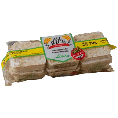 ALL RICE – GALLETA ARROZ LIMON X12 U X70 G
