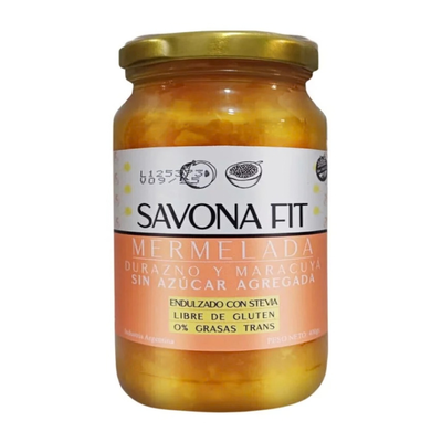 MERMELADA DE MARACUYA/DURAZNO CON STEVIA FRASCO X 400GR SAVONA