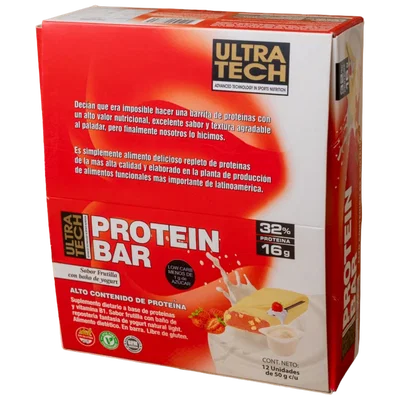 ULTRA TECH – PROTEIN BAR FRUTILLA YOGURT X50 G X12 U
