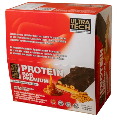 ULTRA TECH – PROTEIN BAR PREMIUM MANTECA MANI X75 G X12 U