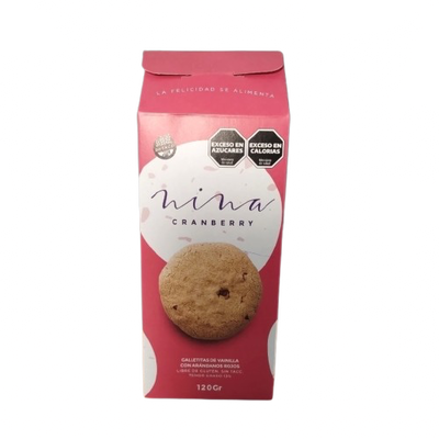 GALLETAS CON ARANDANOS ROJOS PAQUETE X 120GR NINA